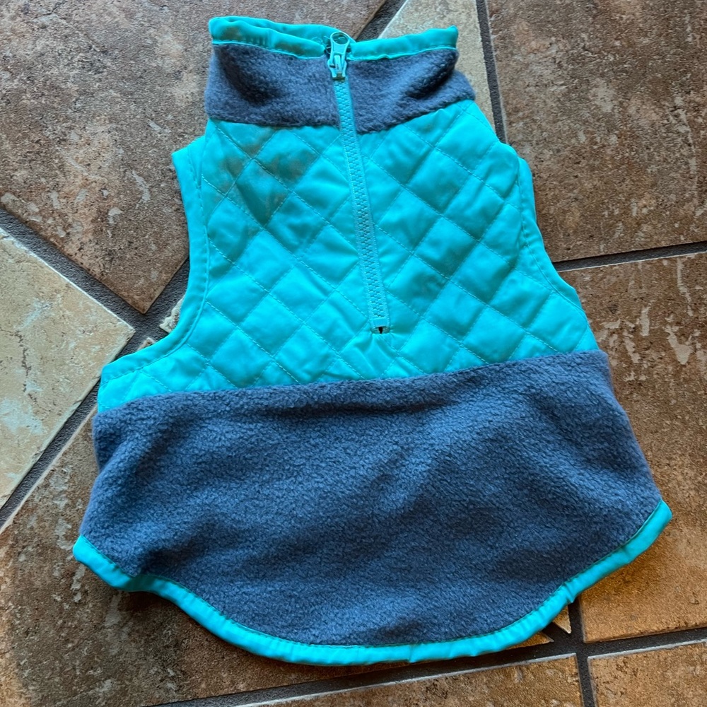 Winter Dog Puffer Vest Jacket / Blue and Gray / Size Medium
